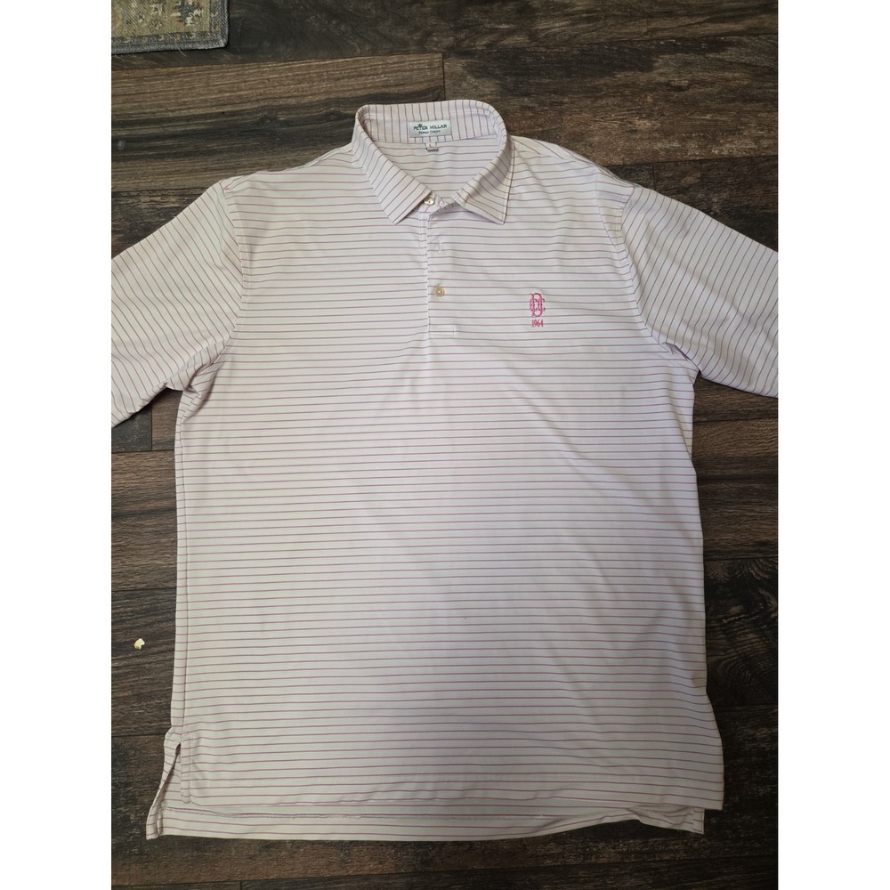 Peter Millar Summer Comfort Golf Shirt Mens L Stripe Embroidered Logo SS